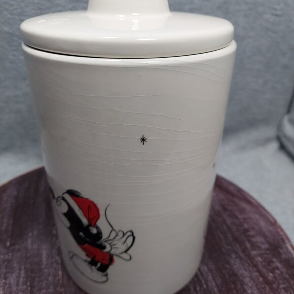 Disney Holiday Ceramic Jar With Lid Featuring Mickey & Minnie Mouse Design Zrike - Picture 7 of 13